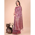 Generic Women's Cotton Printed Saree With Unstitched Blouse 5.5Mtr (Magenta)