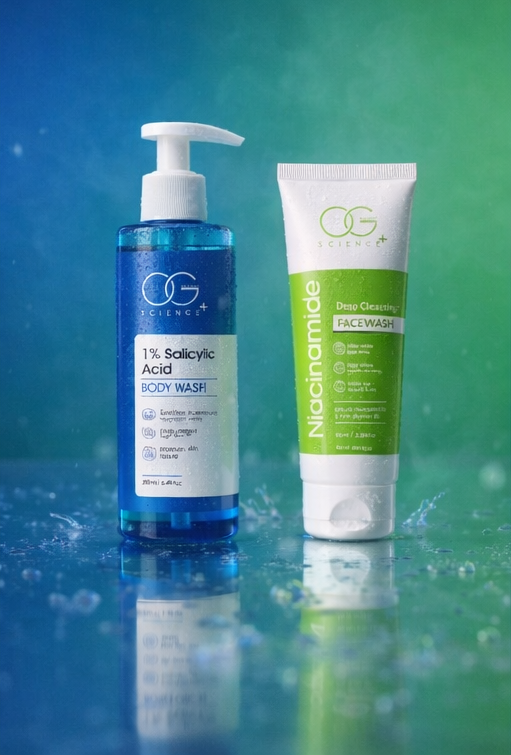 Hydration Duo Combo – Salicylic Body Wash + Niacinamide Facewash | Deep Cleanse & Glow Skin (2-in-1 Skincare Set)