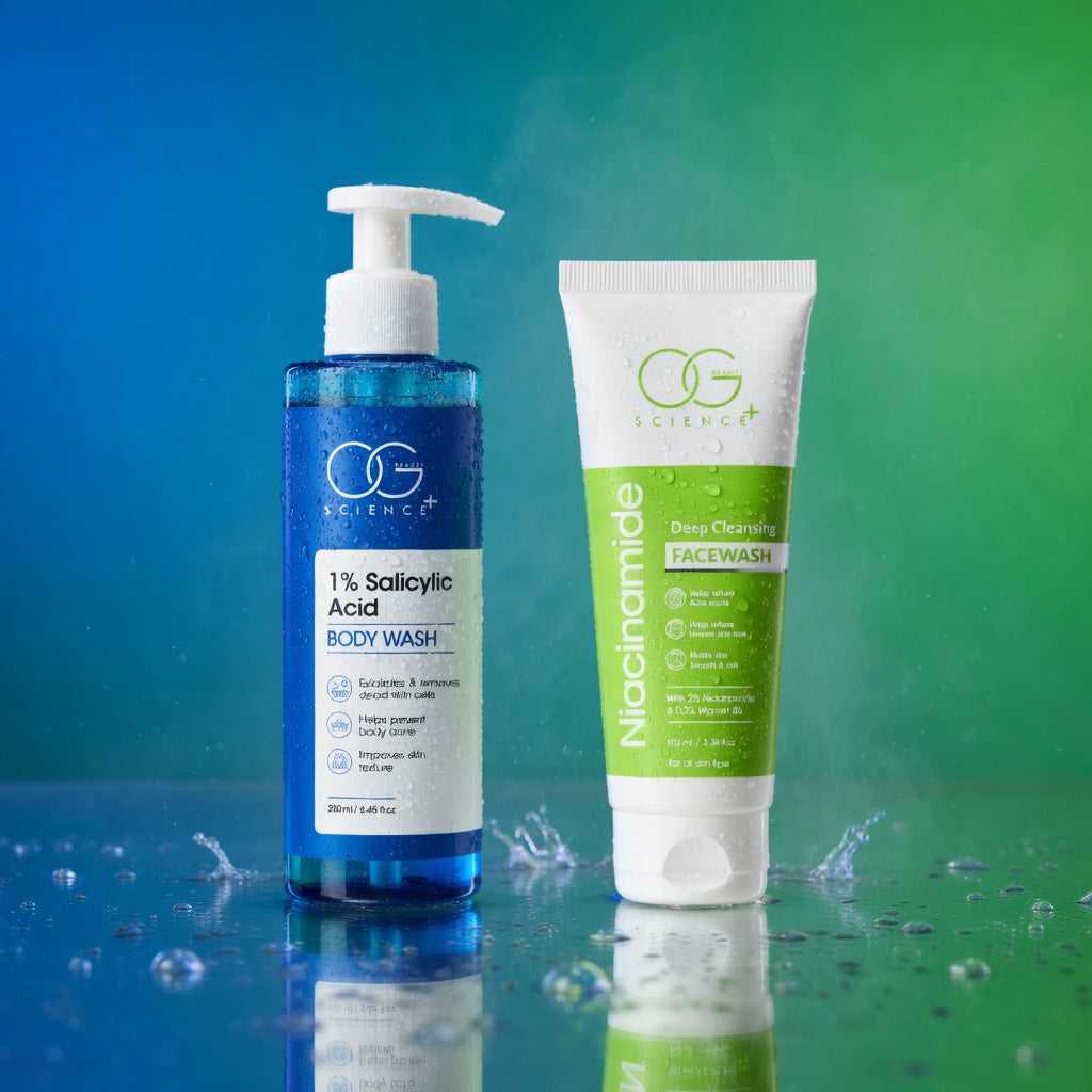Hydration Duo Combo – Salicylic Body Wash + Niacinamide Facewash | Deep Cleanse & Glow Skin (2-in-1 Skincare Set)